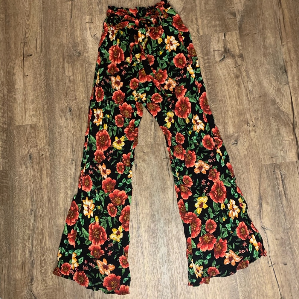 Floral bell bottom pants